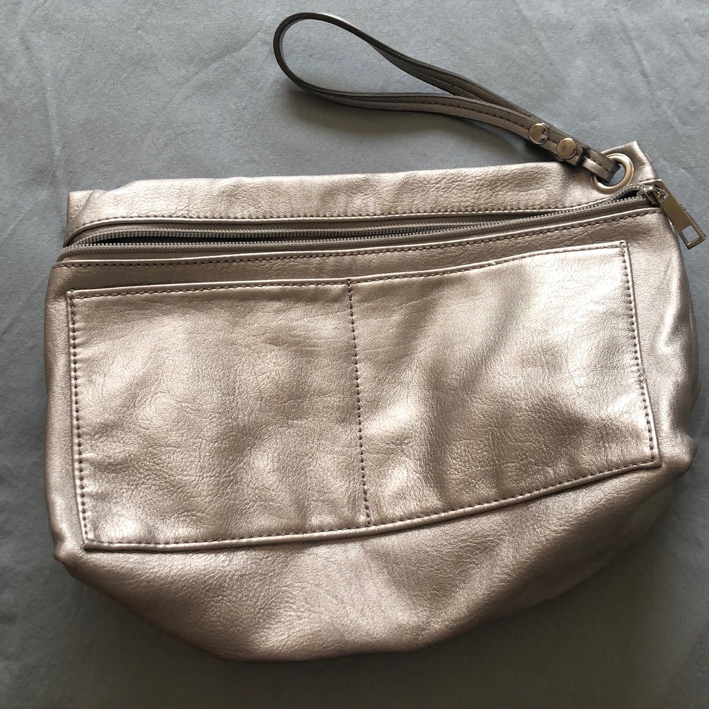 Matte silver Liz Claiborne clutch